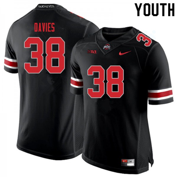 Ohio State Buckeyes #38 Marvin Davies Youth Embroidery Jersey Blackout